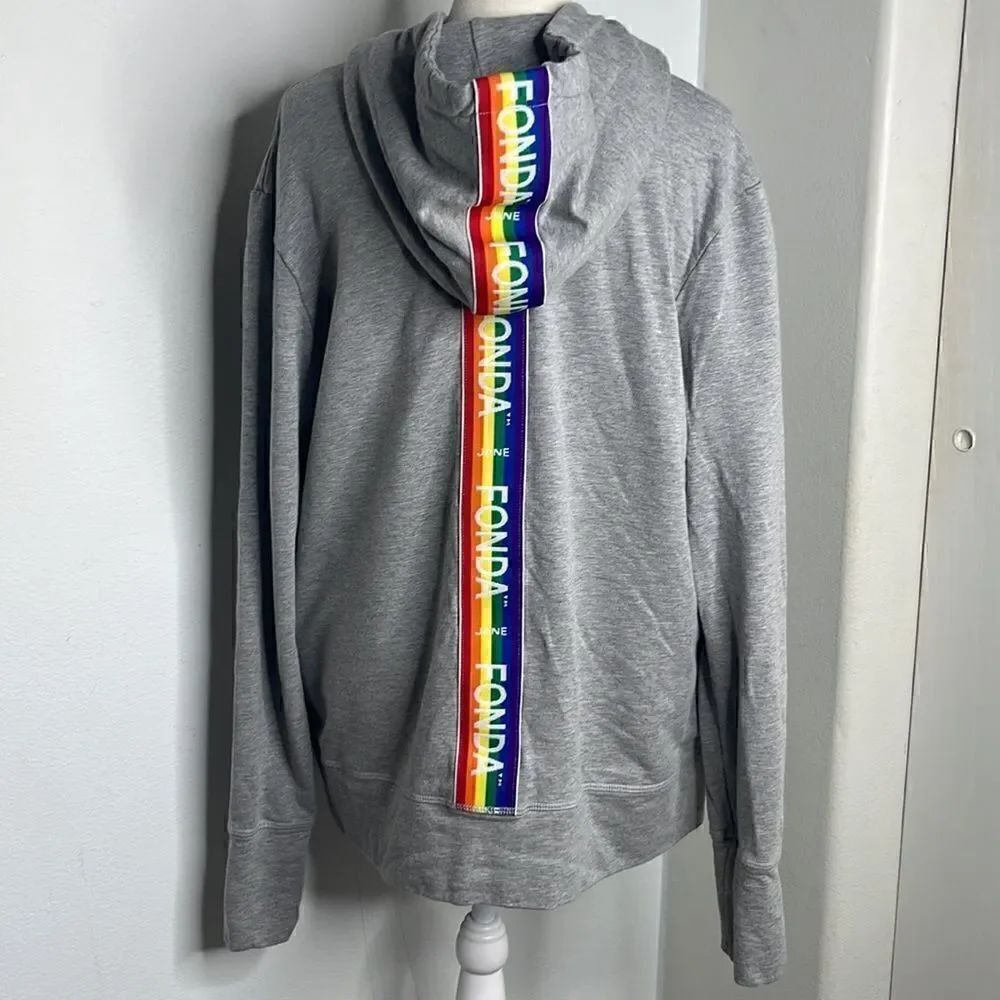 Jane Fonda live intentionally hooded sweatshirt.  Size 1X. Rainbow. Full Zip.